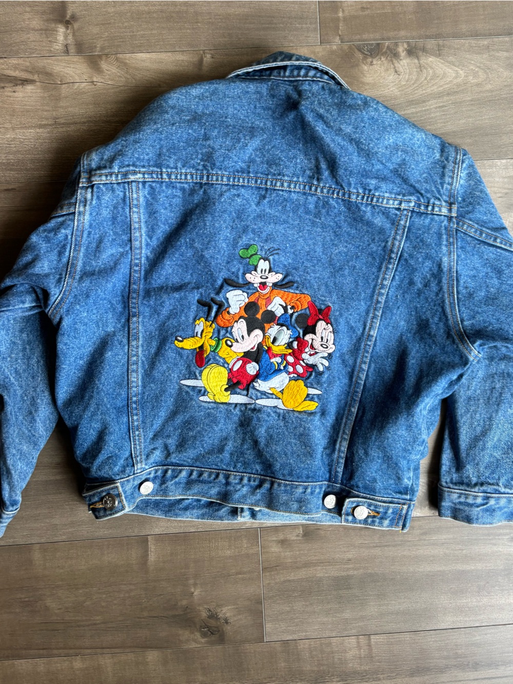 Vintage 90s The Disney Store Mickey & Friends Embroidered Denim Jacket Youth L